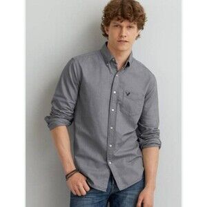 American Eagle Men's Button Down Shirt Size Medium Classic Fit 100% Cotton